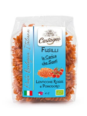 Fusilli di lenticchie rosse e pomodoro
