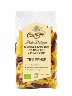 Tris-Penne di semola di grano duro con basilico e pomodoro